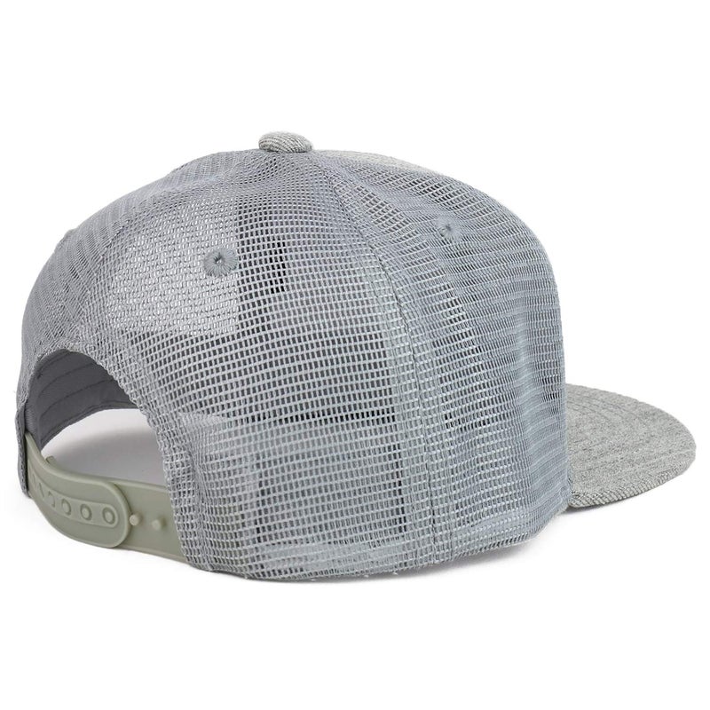 Armycrew Youth Stylish Flat Bill Structured Mesh Back Snapback Trucker Cap - Heather Grey - Image 3